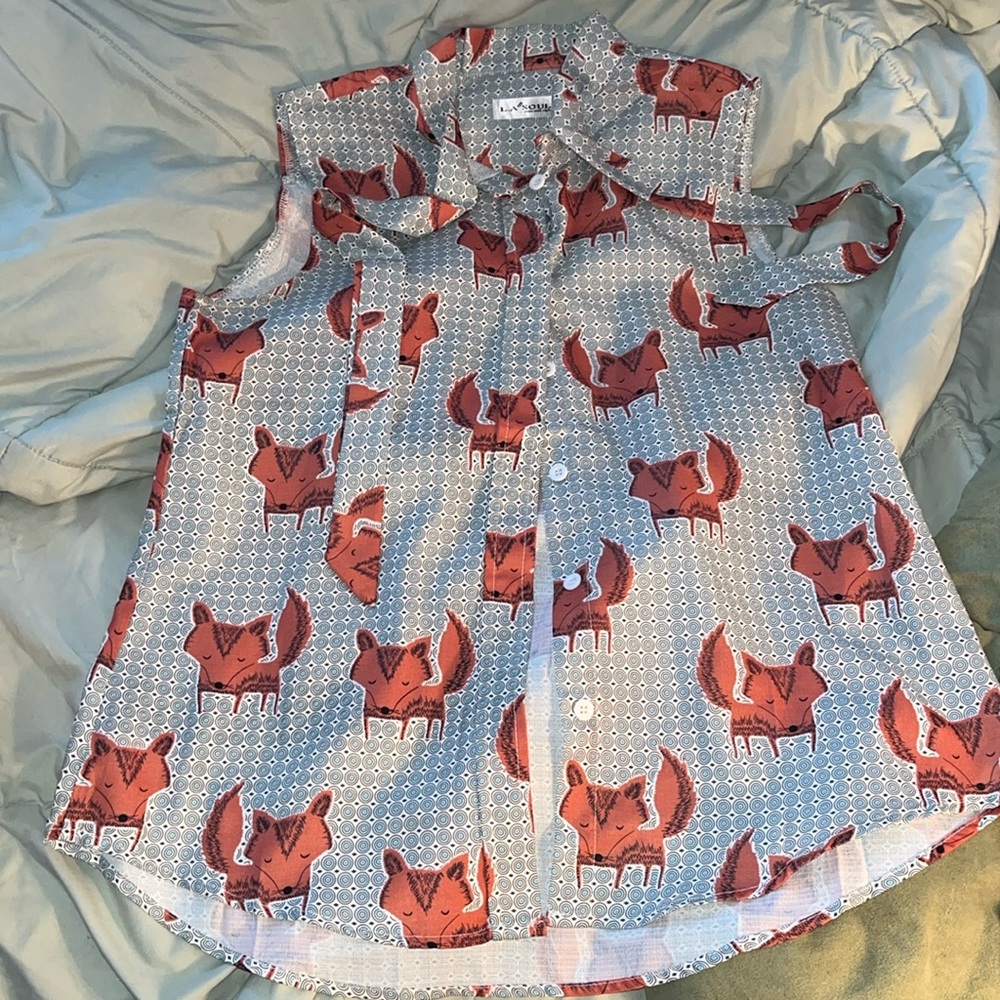 LA Soul Fox Print Sleeveless Blouse